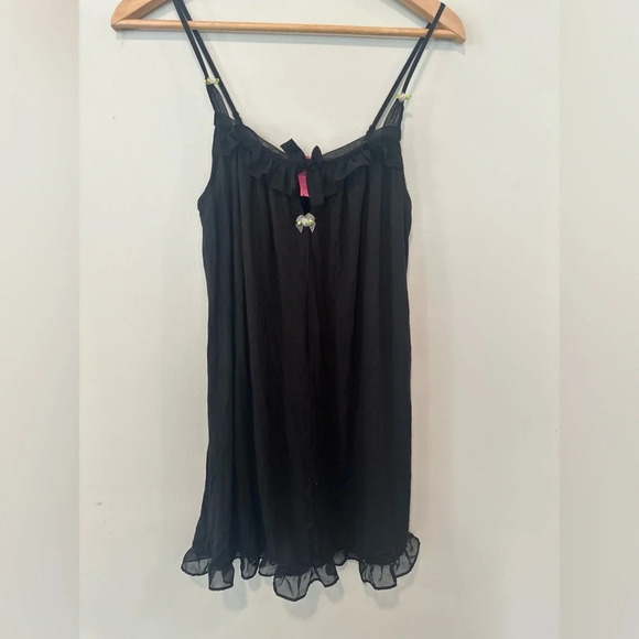 Betsey JohnsonY2k Black Night Gown Size Small Black T406 - Picture 6 of 12